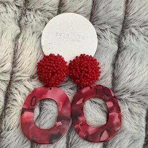 Serafina Red Beaded Hoop Earrings